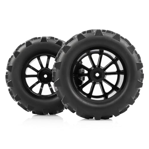 AIMROCK Pre-Glued RC 2.8 Wheels and Tires Set 12mm Hex Wheel for 1/10 Traxxas Stampede Hoss 2WD 4x4 Redcat Volcano RC Monster Truck, 4-Pack