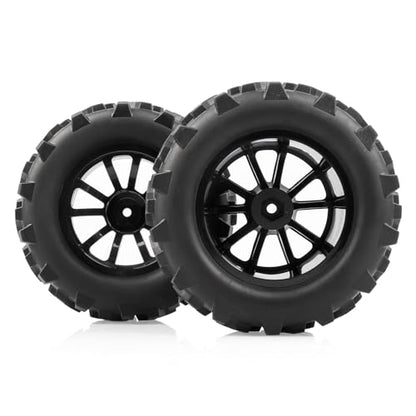 AIMROCK Pre-Glued RC 2.8 Wheels and Tires Set 12mm Hex Wheel for 1/10 Traxxas Stampede Hoss 2WD 4x4 Redcat Volcano RC Monster Truck, 4-Pack