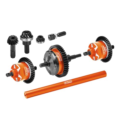 4140 Carbon Steel + 7075 Alloy Front & Centre & Rear Complete Differential for Traxxas 1:16 Mini Maxx 4WD 107154-1 / Mini XRT VXL-3S 108076-1 Monster Truck Upgrades - Orange