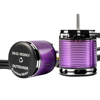 3542 Outrunner Brushless Motor with 80A AM32 ESC, 1630KV/2250KV Options, Compatible with 1/10 and 1/12 RC Crawler Cars (1630KV) - color: 1630KV