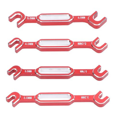 HUIOP Aluminum Alloy RC Turnbuckle Rod Wrench Kit, 4PCS, 3.0-6.0mm Universal Tool Set for RC Repair, Ball Joint Remover with Precision Engineering Material