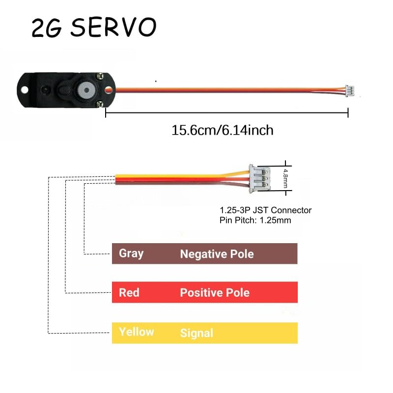2PCS 2G Plastic Gear Mini Servo, 3.7-5V RC Micro Digital Servos Kit for RC Helicopter Airplane Car Boat & Robot Parts (JST Connector)