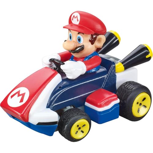 Carrera RC Nintendo Mario Kart 2.4 GHz Mini Collectible Radio Remote Control Toy Car Vehicle - Mario | Official Licensed Mario Miniature Collectible Toy RC Car for Kids 6+, Ready To Run, Rechargeable Battery, Radio RC Racing - style: Mario