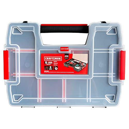 CRAFTSMAN Storage Organizer, Small Parts Organizer, 3-Packs with 10-Compartments, Lid Includes Secure Latch (CMST60964M) - size: 3 Pack (11.5" L x 2.5" W x 8.5" H), style: Triple Pack