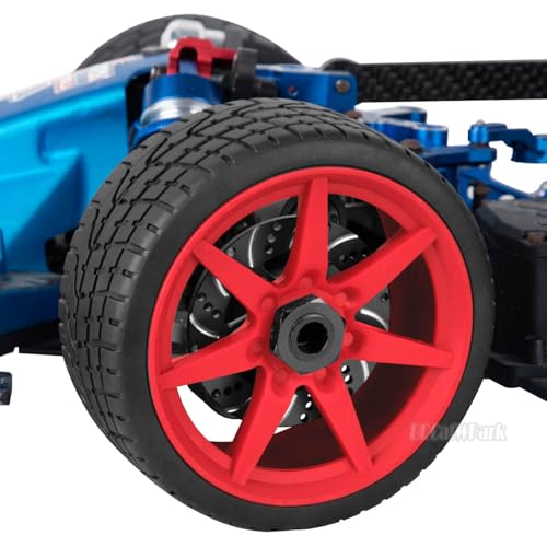 RC Highway Tires Wheel for 1/7 Infraction 6S BLX/Limitless,1/8 Typhon 6s BLX,7 Spokes Wheel Rim & Rubber Highway Tires RC Drift Tires,Red - color: Red - (4pcs Highway Tires)