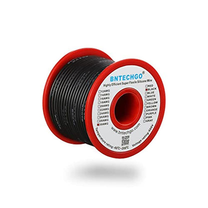 BNTECHGO 30 Gauge Silicone Wire Spool 50 ft Black Flexible 30 AWG Stranded Tinned Copper Wire | Flexible 30 AWG Stranded Wire Silicone Rubber Insulation For RC Models, Drone, Robot, LED Lighting Systems, 3D Printer, DIY - size: 30 gauge silicone wire 50ft