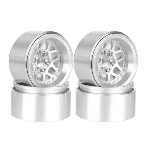 4PCS 1.9" Beadlock Wheel Rims Offset-10mm Aluminum Alloy Metal Wheel Hub for 1/10 RC Rock Crawler Car for Axial SCX10 TRX4 TRX6 D90 D110 Upgrade Accessories(Y-Shaped Silver) - color: Y-shaped Silver