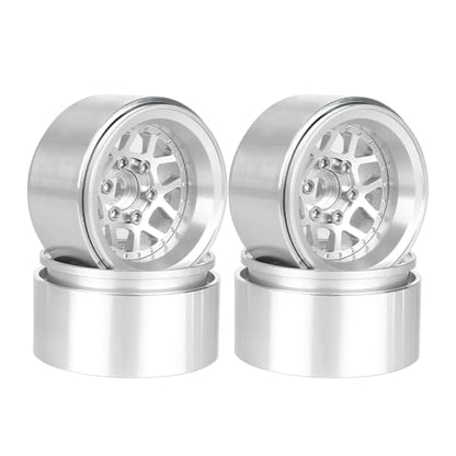 WONFAST 4PCS 1.9" Beadlock Wheel Rims Offset-10mm Aluminum Alloy Metal Wheel Hub for 1/10 RC Rock Crawler Car for Axial SCX10 TRX4 TRX6 D90 D110 Upgrade Accessories(Y-Shaped Silver) - color: Y-shaped Silver