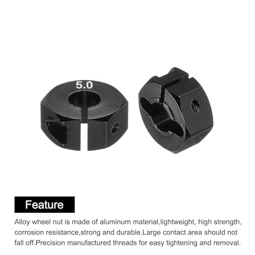 MECCANIXITY Aluminum 12mm Wheel Hex Hubs Drive Adapters Black 5mm Thickness with Screws and Pins for RC Car Upgrade Replacement Parts 4Pcs - color: Black, size: 5mm