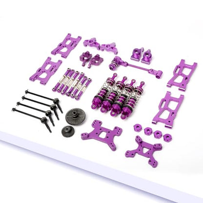 Metal Replacement Part Kit for WLtoys 1/14th, 1/12th RC Car Upgrades, Spare Aluminium Accessory Set with Screws (Purple) - color: Purple