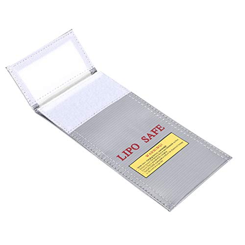 Lipo Battery Bag, 3.9x7.9in Lipo Bags for Batteries, PVC Battery Bag Fireproof with Fastening Stickers, Sliver Lithium Ion Batteries Bags for Flammable Products, 1Pcs