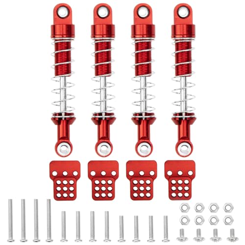 Metal Shock Absorber Damper Suspension with Extender Seat Mount Compatible with 1/12 MN D90 D91 D96 D99 D99S MN90 MN99S WPL C14 C24 C34 1/16 RC Crawler Car (Red) - color: Red