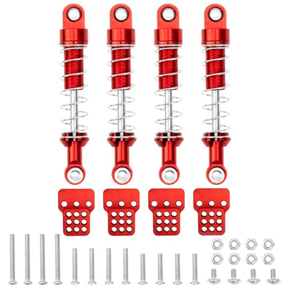 Metal Shock Absorber Damper Suspension with Extender Seat Mount Compatible with 1/12 MN D90 D91 D96 D99 D99S MN90 MN99S WPL C14 C24 C34 1/16 RC Crawler Car (Red) - color: Red