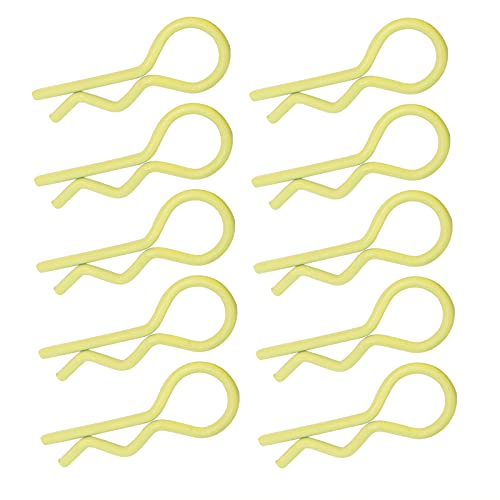 Qiilu Durable RC Body Clips for 1/5 1/6 /8 /10 RC Car - 10Pcs Metal Shell Clip Pins, Teardropshaped Pull Tabs (Yellow) - color: Yellow