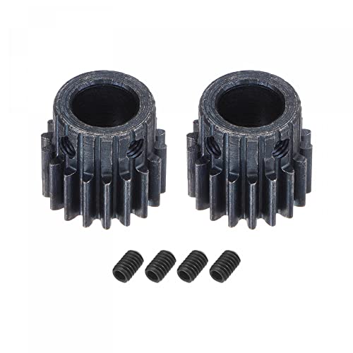 uxcell 1Mod 18T Pinion Gear 10mm Bore Hardened Steel Motor Rack Spur Gear with Step for RC Car Truck Buggy Gear Drive, 2 Set
