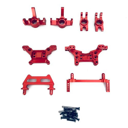 Upgrade Aluminum Alloy Spare Parts Full Set RC Car Accessories Fitting for Hyper Go H16BM H16GT H16DR MJX 1/16 JC16EP Brushless High Speed Trucks (RED,8PCs Set) - size: 8PCs set