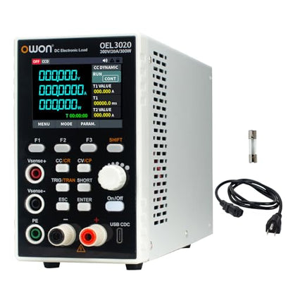 OWON Programmable DC Electronic Load OEL3020, DC 300V 20A Maximum 300W, USB/RS232, CV CC CR CP 4 Operation Modes, 5kHz Dynamic, Lab Bench Power Tester with 2.8” TFT Color LCD Display - size: OWON-OEL3020