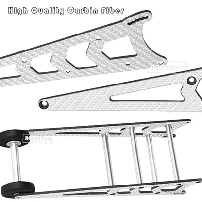 RC Wheelie Bar w/Mount Upgrades Part for 1/10 Slash Rustler Bandit 2WD(VXL),Carbon Fibre Wheelie Bar Kit Tail Wheel Head up Wheel Assembly Hops Up,Titanium - color: Titanium(1set)