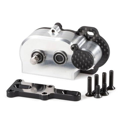 Straight Axle Transmission NOD Tiny Gearbox with Adapter Plate, Silver | 4:1 Low Gear Ratio, with 48P 44T Spur Gear, Fit for Axial AR44 AR45 AR60 Enduro Vanquish F9 F10 - color: Silver