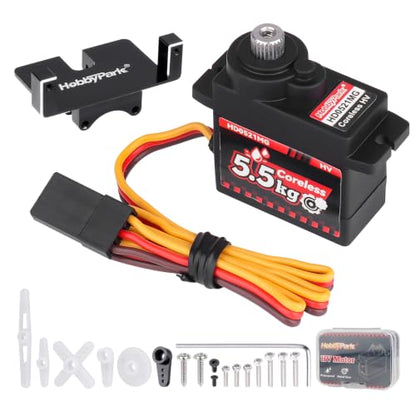 HobbyPark Waterproof Coreless High Torque Micro Servo for Axial 1/24 RC Crawler (C10 JLU Bronco, Base Camp 4Runner, Gladiator & Dodge Power Wagon, Deadbolt), Metal Geared Upgrade Servo with Mount