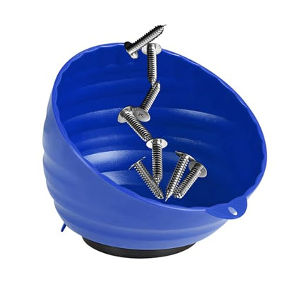 Magnetic Nut Cup, 6 Inch Cup Diameter Curved Magnetic Screws Bowl Holds Up to 5 Pounds, Multi-Use Parts Tray Nuts Bolts Organizer Attaches to Metal Surfaces, Car Accessories (Blue) - color: Blue