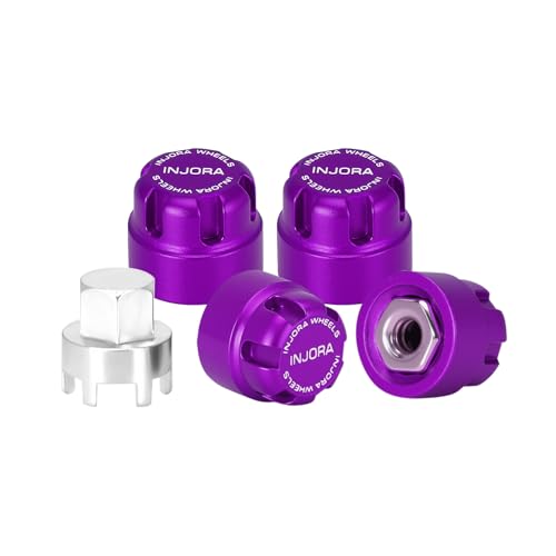 INJORA M2 Wheel Lock Nuts with Aluminum Cap for 1/24 RC Crawlers (Purple) - color: Purple