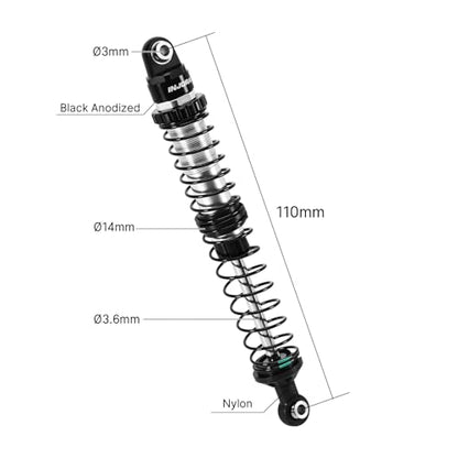 INJORA DRX 110mm Dual-rate Spring Oil Shocks for TRX4 SCX10 1/10 RC Crawler - size: 110mm
