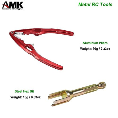 AMK RC Tool Kit Link Rod Ends Assembly 6.35mm Hex Bit Linkages Ball Joint Installing Equipment Shock Clamp 1/10 Scale Accessories for Axial SCX10 TRX4 (Blue+Black) - color: Blue+black