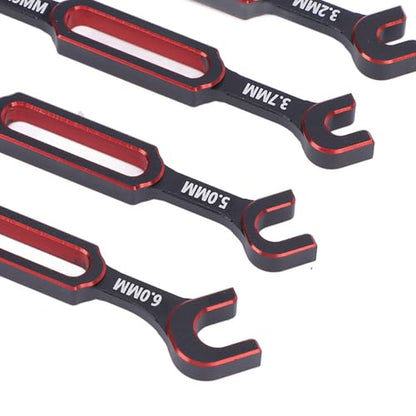 4PCS RC Wrench, Premium Aluminum Alloy Turnbuckle Nut Ball Joint Remover Tool with 3.0 3.2 .5 .7 4.0 5.0 6.0mm Sizes, for RC Car Boat Drone Crawler Truck DIY (Red) - color: Red