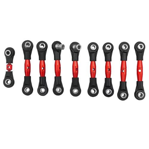 RC Crawlers Models For Bronco GT4-TEC 2.0 1/10 Aluminum Tie Rod Set Adjustable Steering Linkage Servo Link Pull Parts Model Accessory Modified(Red) - color: Red