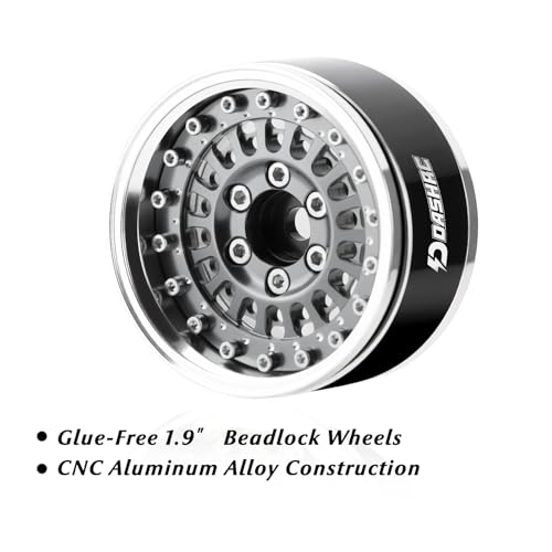 RC 1.9" Beadlock Wheels with Adjustable Offset for TRX4 SCX10 - color: Space Grey