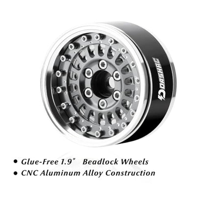 RC 1.9" Beadlock Wheels with Adjustable Offset for TRX4 SCX10 - color: Space Grey