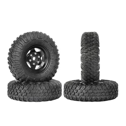 4PCS RC Car 1.55 Inch Tyres Aluminum Alloy Metal Beadlock Wheel Rim and Rubber Tires for 1/10 RC Crawler Car for Axial AX90069 D90 TF2 Tamiya CC01 LC70 MST JIMNY(85mm-5Spoke Black) - color: 85mm-5Spoke Black