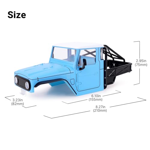 INJROA IR40 Truck Body with Tube Cage for TRX4M Defender Bronco (Sky Blue) - color: Sky Blue