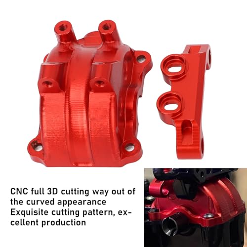 FILFEEL RC Car Cover for -02-02T – 7075 Aluminum Alloy Metal Differential Housing Case with Upper Arm Mount & 8 Screws – /10 Scale Chassis Upgrade (Red) - color: Red