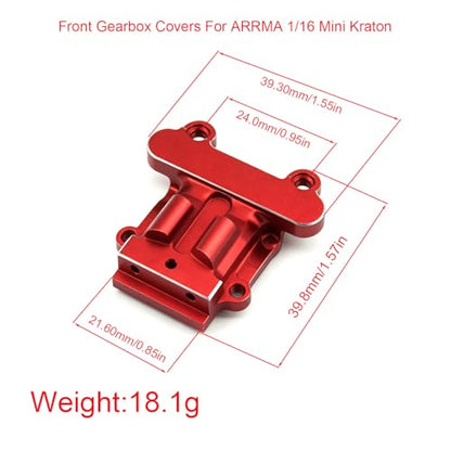 Aluminum Upgrade Parts Set for ARRMA 1/16 Mini Kraton 3S, Front/Rear Upper/Lower Arm, Gearbox Cover, Wing, Steering Link (Red Front Gearbox Cover) - color: Red Front Gearbox Cover