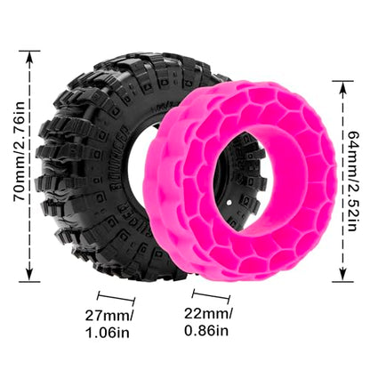 MEUS RACING 1.3" MS6 Super Bouncer Crawler Tires and Super Soft Silicone Rubber Inserts for TRX4M SCX24 FCX24 AX24 1/24 1/18 RC Crawler