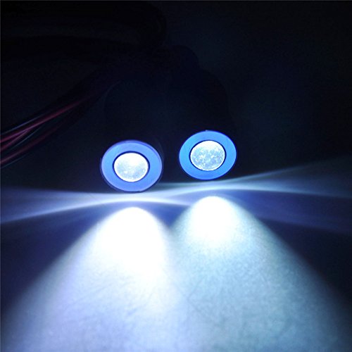 QUE-T 13mm 2 LEDs Angel Eyes & Demon Eyes LED Headlight/Back Light for 1:10 RC Model Crawler Cars, (Blue + White, 13MM) - color: Blue + White, size: 13MM