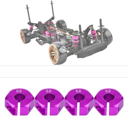 4 Pcs Universal Wheel Hex Hub Adapters,12mm Wheel Hex Mount with Pins and Screws,Wheel Hex Drive Adapters Hub RC Model Vehicle Accessory for RC Spare Part RC Car Upgrade Parts (6.0MM Purple) - size: 6.0MM purple