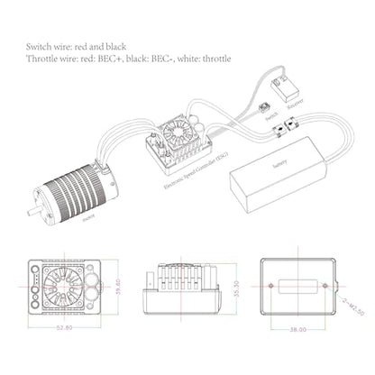 XC C10 Sensorless Brushless ESC for 1/10 RC Car,2-4S 120A | Bluetooth APP Programming,6.0V/7.4V/8.4V BEC,IP67,Multiple protection - style: No connector