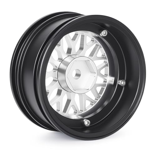 4pcs RC 1/10 Aluminum On Road Wheel Rims Hex 12mm Adjustable Offset for 1:10 RC On Road Drift Touring Street Car (Black & Silver) - color: Black & Silver