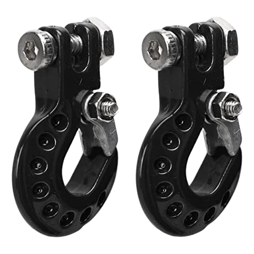 RC Winch Trailer Hook Set 2Pcs, Aluminum Alloy | Simulation Tow Hook | 1/10 Crawler Truck | SCX10 D90 Compatible| 18.5x11.5mm/0.7x0.5in(Black) - color: Black