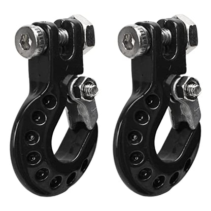 RC Winch Trailer Hook Set 2Pcs, Aluminum Alloy | Simulation Tow Hook | 1/10 Crawler Truck | SCX10 D90 Compatible| 18.5x11.5mm/0.7x0.5in(Black) - color: Black