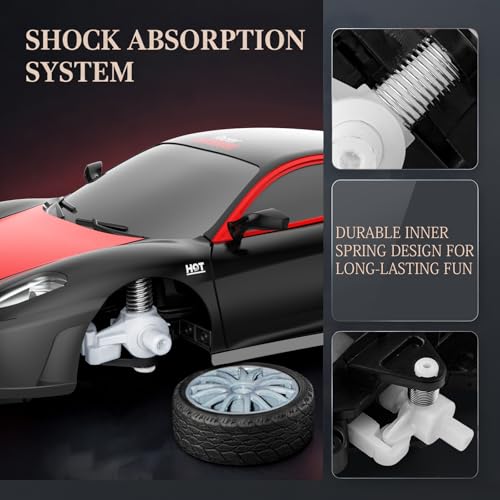 Remote Control Car RC Drift Car 2.4GHz 1:24 Scale 4WD 15KM/H High Speed Model Vehicle with LED Lights Drifting Tire Racing Sport Toy Car for Adults Boys Girls Kids Gift 2Pcs - color: G-black