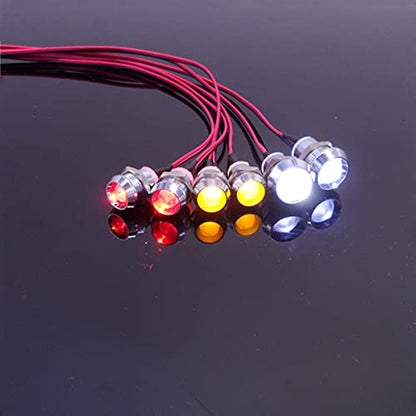 6 LED RC Car Light Kit, White Headlight Red Taillight Yellow Turn Signal Light for 1/10 1/8 RC Models TRX4 D90 SCX10 RC Car Truck Lighting (Red, White & Yellow) - color: Red, White & Yellow