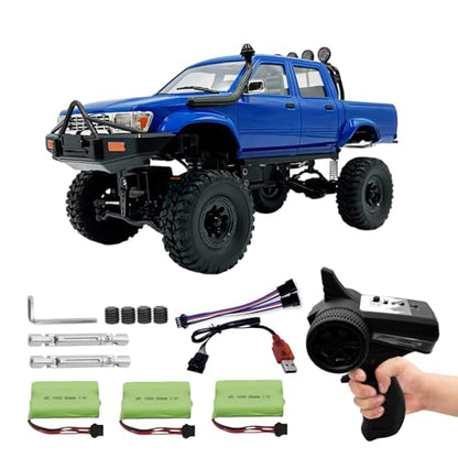 WPL C64-1 1:16 4WD RC Rock Crawler with 3 Batteries Blue | RTR off-road truck with upgraded gearbox & 260 motor for adult RC hobby - color: C64-1-blue