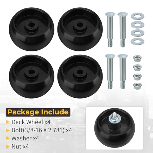4Pcs Deck Wheel Kit 1714760 2108765 for Ferris IS700Z Deck 52" IS1500Z Deck 48" F50XT Deck 44" F125XT Deck 48" F160Z Deck 48" for Murray ZTS6000 ZTS7000 ZTS7500 CTX9000 YT2452 YT2652 ZT1842 ZT2042