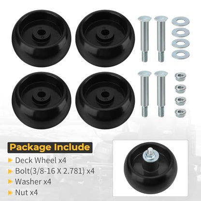 4Pcs Deck Wheel Kit 1714760 2108765 for Ferris IS700Z Deck 52" IS1500Z Deck 48" F50XT Deck 44" F125XT Deck 48" F160Z Deck 48" for Murray ZTS6000 ZTS7000 ZTS7500 CTX9000 YT2452 YT2652 ZT1842 ZT2042