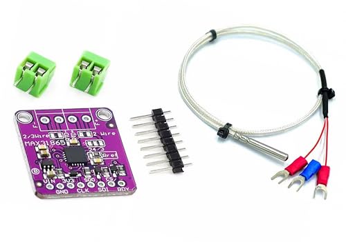 1 Set MAX31865 PT100/PT1000 RTD 3.3/5V Temperature Thermocouple Sensor Amplifier Board Temperature Detector Module with -50 to 200°C 0.5m 3 Wires PT100 RTD Sensor Probe