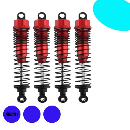 4pc Front Rear Aluminum Shocks (110mm, Oil Filled,) for Redcat Gen7 Pro Sport Everest 10 Gen 8 v2 Volcano Epx Pro RidgeRock Wendigo 1/10 Rc Crawler Red - color: red
